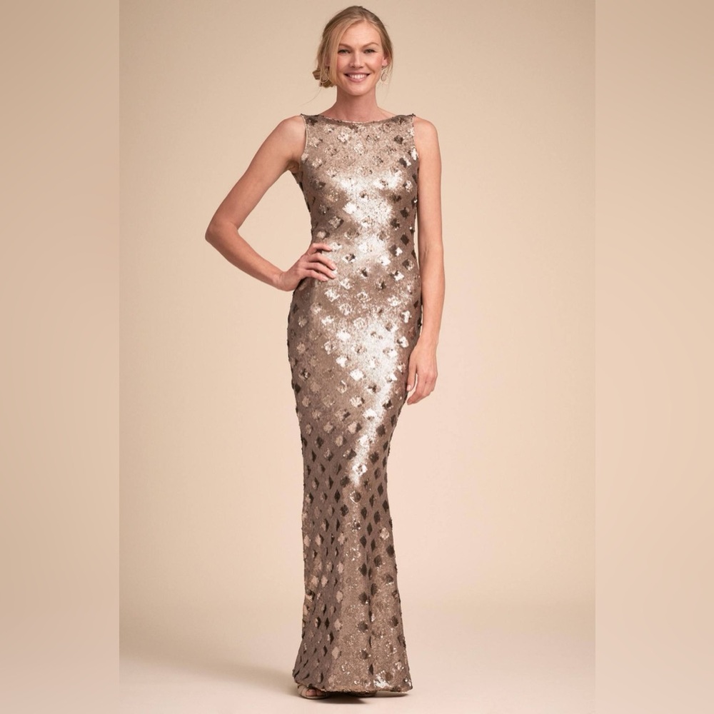 Dress the population Yvette Sleeveless Sequin Long Column Gown